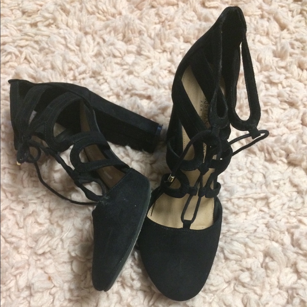 Black lace-up heels